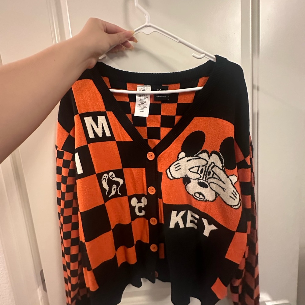 Disney Orange and Black Checkered Sweater